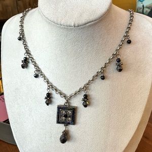 Premiere Designs Beaded Square Charm Necklace